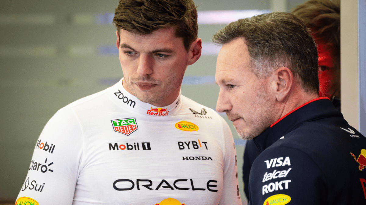 Max Verstappen en Christian Horner