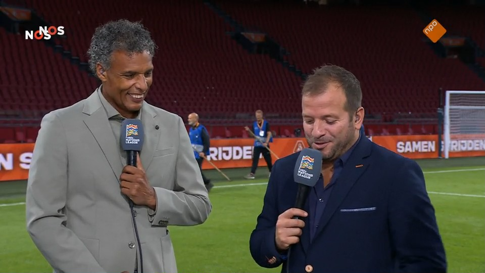 Rafael van der Vaart en Pierre van Hooijdonk bij de NOS