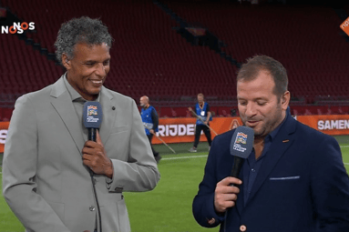 Rafael van der Vaart en Pierre van Hooijdonk bij de NOS