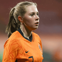 Janou Levels bij haar debuut voor de Oranje Leeuwinnen