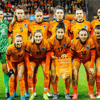 De opstelling van de Oranje Leeuwinnen tegen China