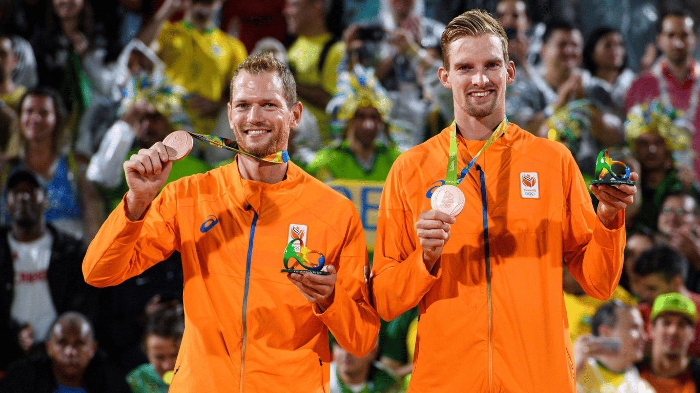  Alexander Brouwer, Robert Meeuwsen, Steven van de Velde, beachvolleybal, brons, Olympische Spelen