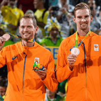  Alexander Brouwer, Robert Meeuwsen, Steven van de Velde, beachvolleybal, brons, Olympische Spelen