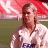 Jill Roord voor de camera van ESPN