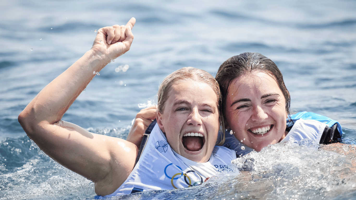 Odile van Aanholt, Annette Duetz, zeilen, 49erFX, Olympische Spelen, goud, Parijs 2024