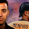 Xavi Hernández, Ronald Koeman en Memphis Depay