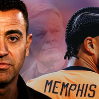 Xavi Hernández, Ronald Koeman en Memphis Depay