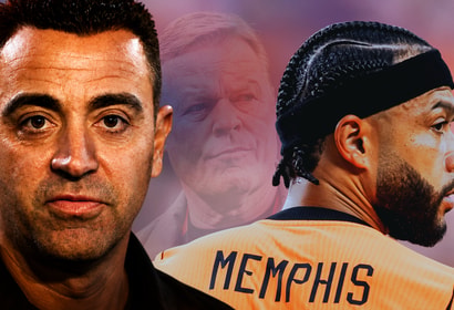 Xavi Hernández, Ronald Koeman en Memphis Depay