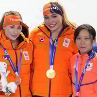 Jutta Leerdam en Femke Kok op het podium