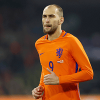 Bas Dost in het shirt van het Nederlands elftal