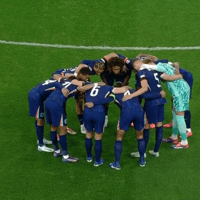 Het Nederlands elftal voorafgaand aan de interland tegen Hongarije.
