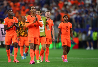 Virgil van Dijk, Denzel Dumfries, Teun Koopmeiners, Memphis Depay en Maarten De Roon