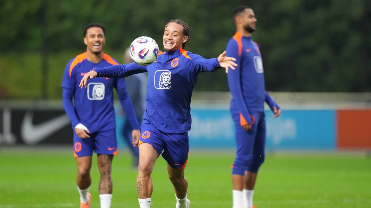 Het Nederlands elftal tijdens de training op de KNVB Campus in Zeist