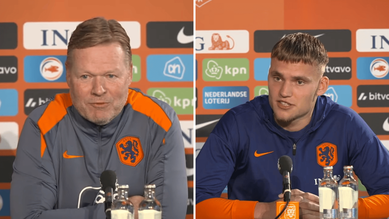 Ronald Koeman en Bart Verbruggen op een persconferentie