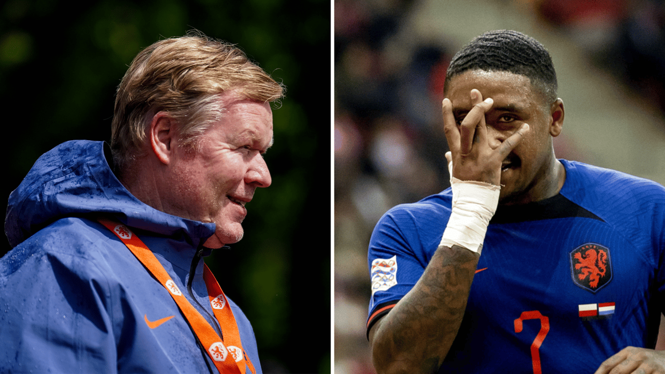 Bondscoach Ronald Koeman en voormalig Oranjespeler Steven Bergwijn