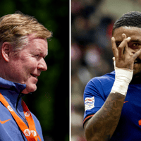 Bondscoach Ronald Koeman en voormalig Oranjespeler Steven Bergwijn