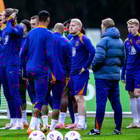 Het Nederlands elftal tijdens de training