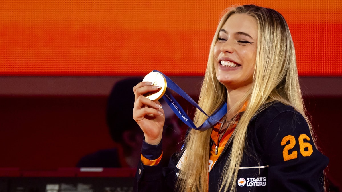 Jutta Leerdam met haar gouden medaille