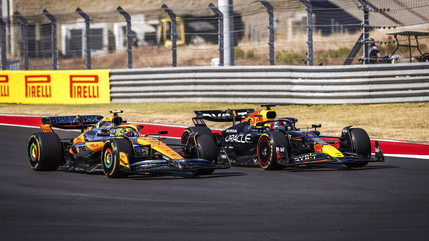 Max Verstappen in gevecht met Lando Norris