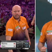 Christian Kist gooit negendarter tijdens WK darts