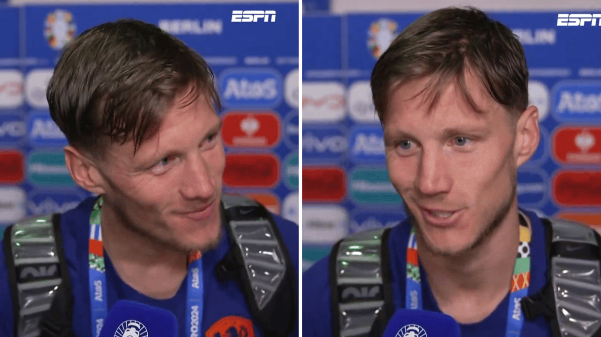 Wout Weghorst na de overwinning van Nederland op Turkije op het EK