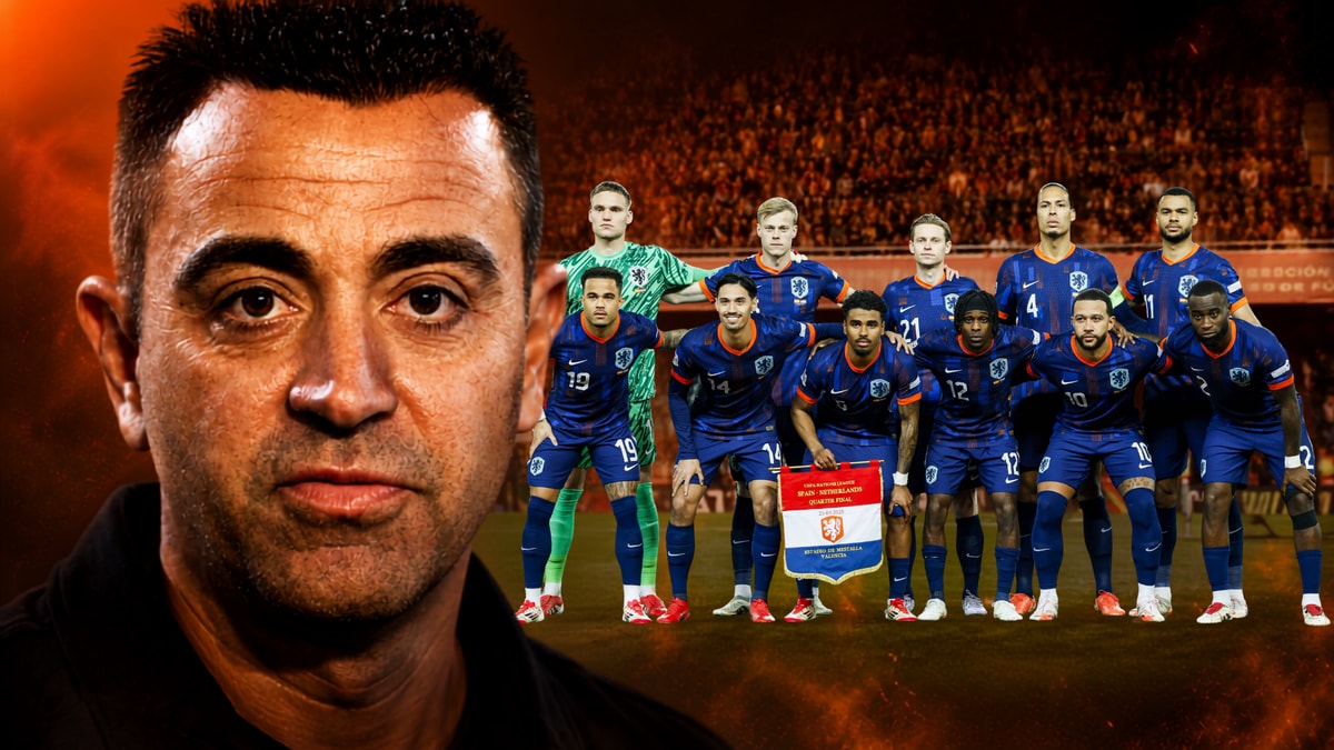 Jeremie Frimpong krijgt het lastig bij Oranje onder Xavi Hernández