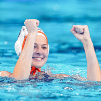 Simone van de Kraats in actie voor Nederland