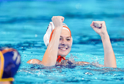 Simone van de Kraats in actie voor Nederland