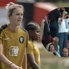 Miedema is vermomd in het publiek als ze haar vriendin gaat aanmoedigen