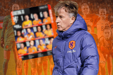 De opstelling van de Oranje Leeuwinnen tegen Schotland