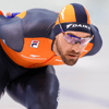 Kjeld Nuis in actie tijdens de wereldbeker schaatsen