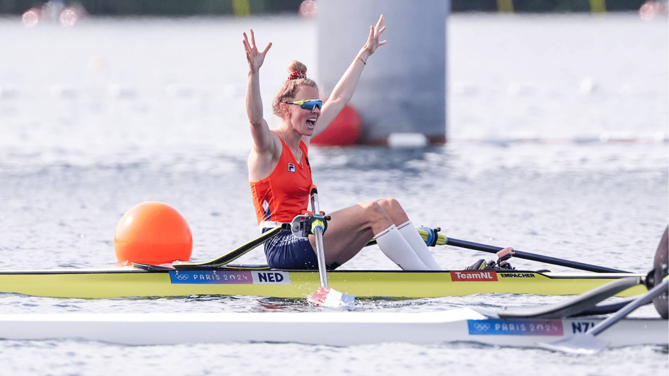 Karolien Florijn, goud, skiff, eenpersoonsboot, roeien, Olympische Spelen, Parijs 2024, TeamNL