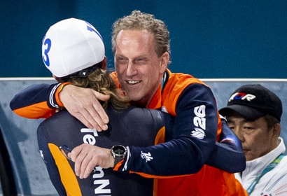 Rintje Ritsma en Jorrit Bergsma vol vreugde