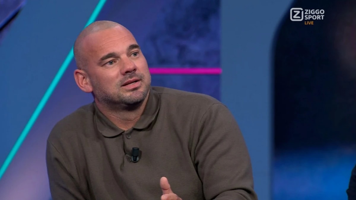 Wesley Sneijder in de studio van Ziggo Sport