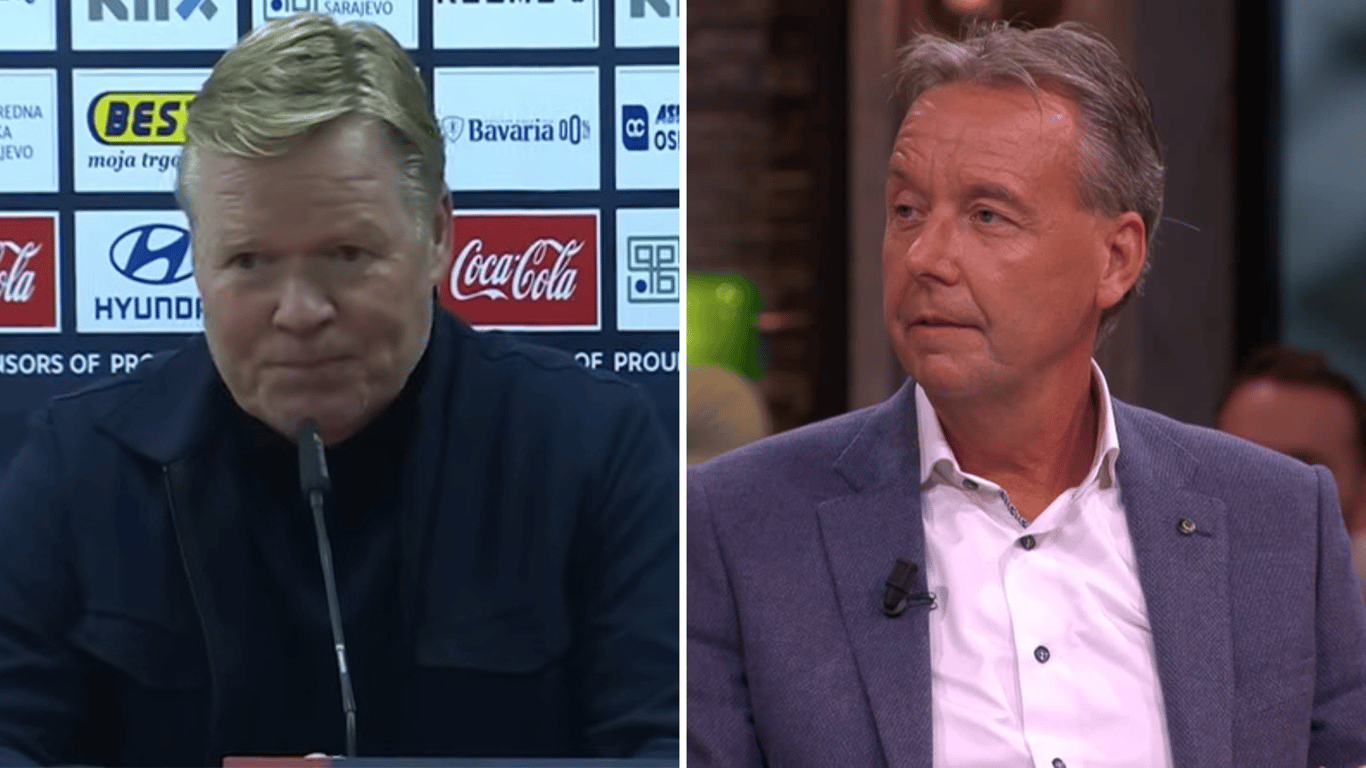 Bondscoach Ronald Koeman en journalist Valentijn Driessen