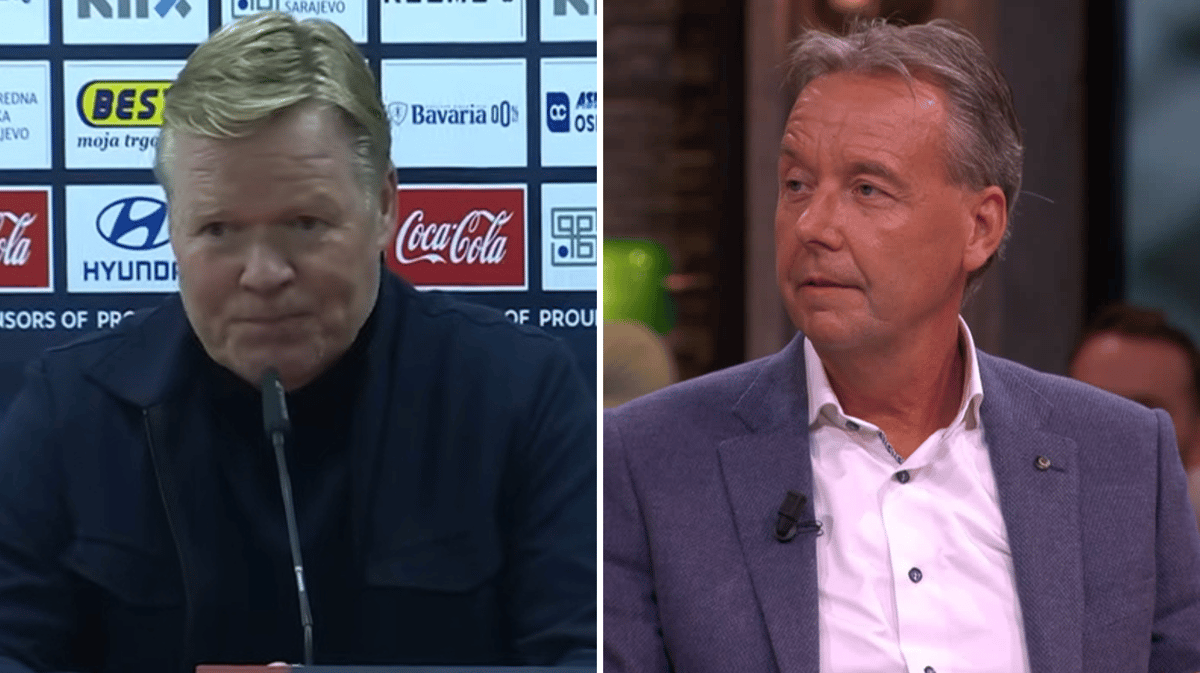 Bondscoach Ronald Koeman en journalist Valentijn Driessen