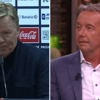 Bondscoach Ronald Koeman en journalist Valentijn Driessen