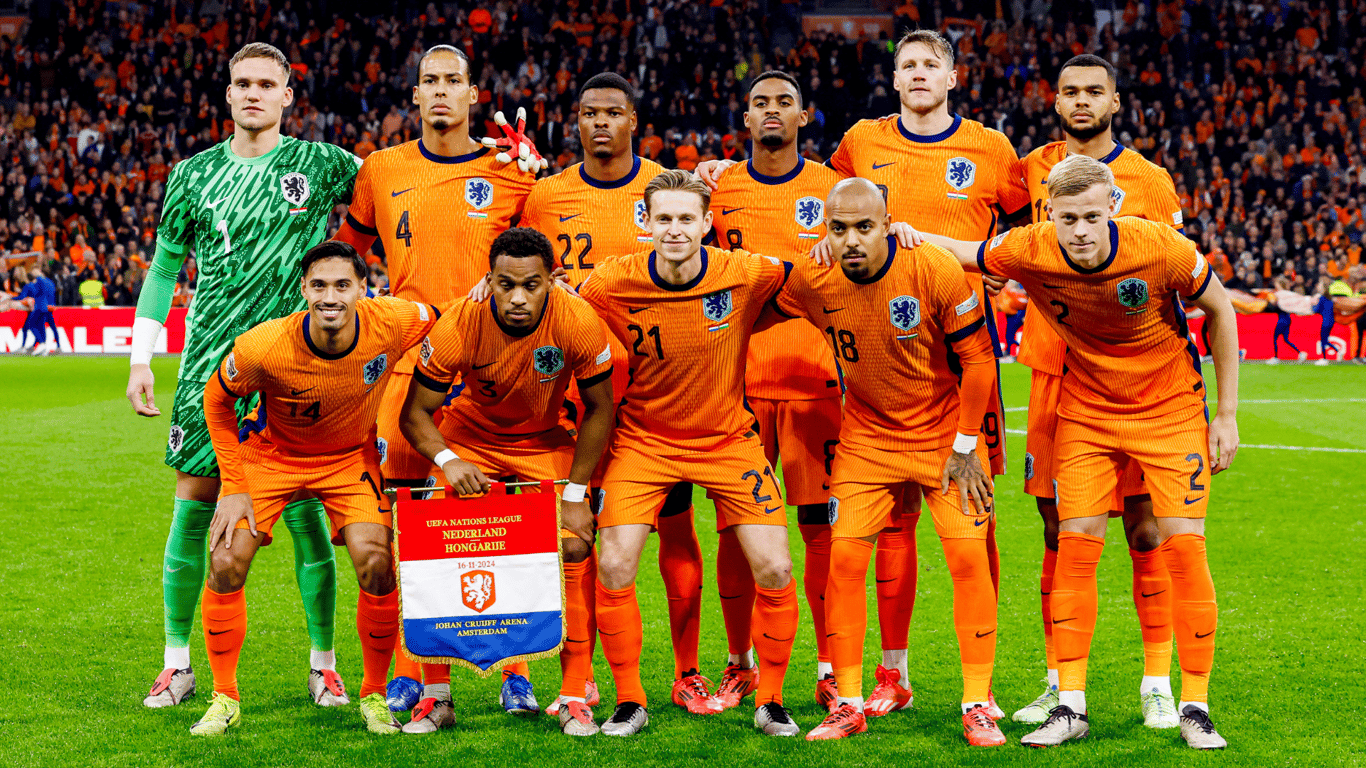 Het Nederlands elftal voorafgaand aan de Nations League-wedstrijd tegen Hongarije