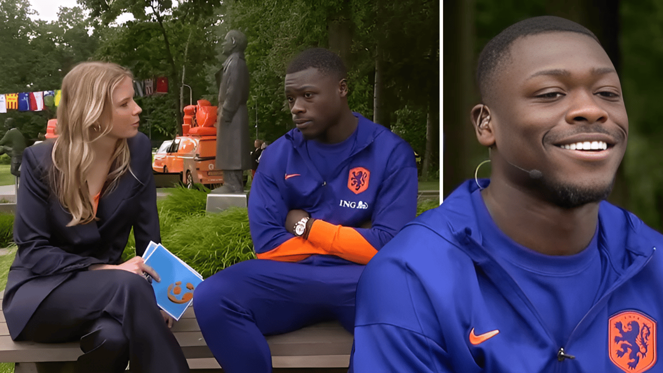 Brian Brobbey en Noa Vahle bij het SBS 6-programma Wij houden van Oranje.