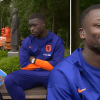 Brian Brobbey en Noa Vahle bij het SBS 6-programma Wij houden van Oranje.