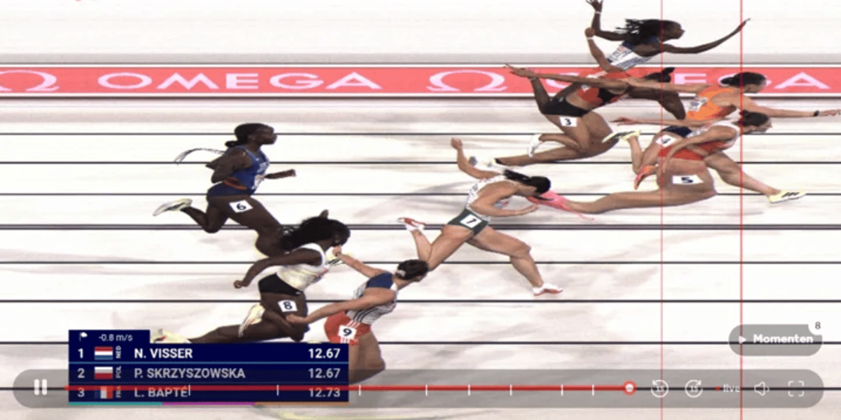Nadine Visser pakt na fotofinish op één duizendste goud in EK-finale 100 meter horden