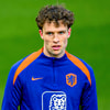 Mats Wieffer tijdens een oefensessie met het Nederlands elftal