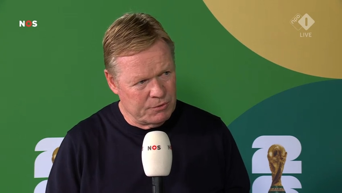 Ronald Koeman voor de camera van de NOS