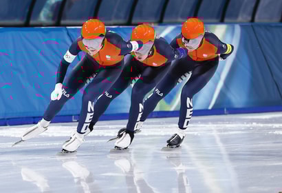 Antoinette Rijpma-de Jong, Joy Beune en Marijke Groenewoud op de ploegenachtervolging