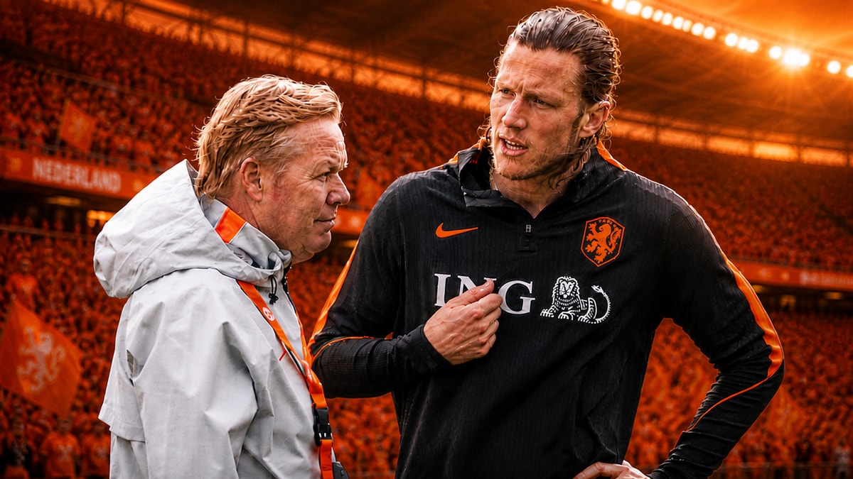 Bondscoach Ronald Koeman en Wout Weghorst