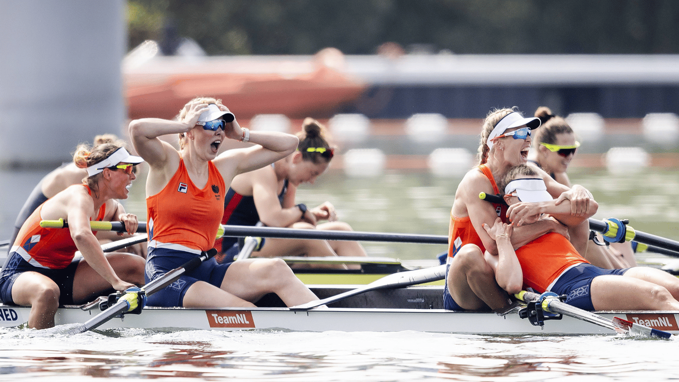 Benthe Boonstra, Hermijntje Drenth, Marloes Oldenburg, Tinka Offereins, vier-zonder, roeien, Olympische Spelen, goud, TeamNL