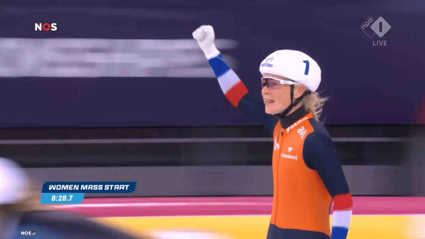 Marijke Groenewoud wint de massastart