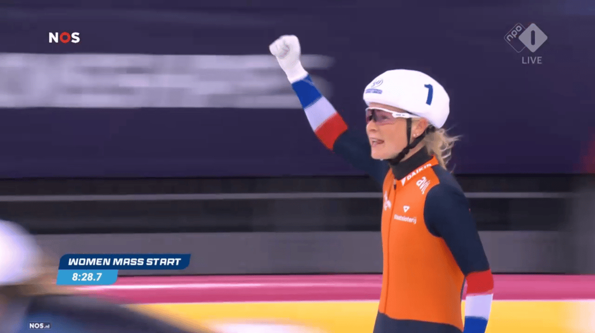 Marijke Groenewoud wint de massastart