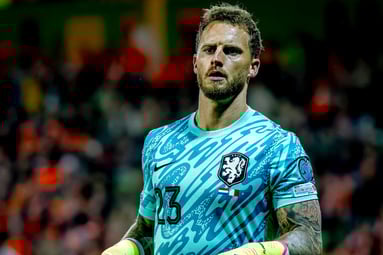 Mark Flekken in actie voor het Nederlands elftal