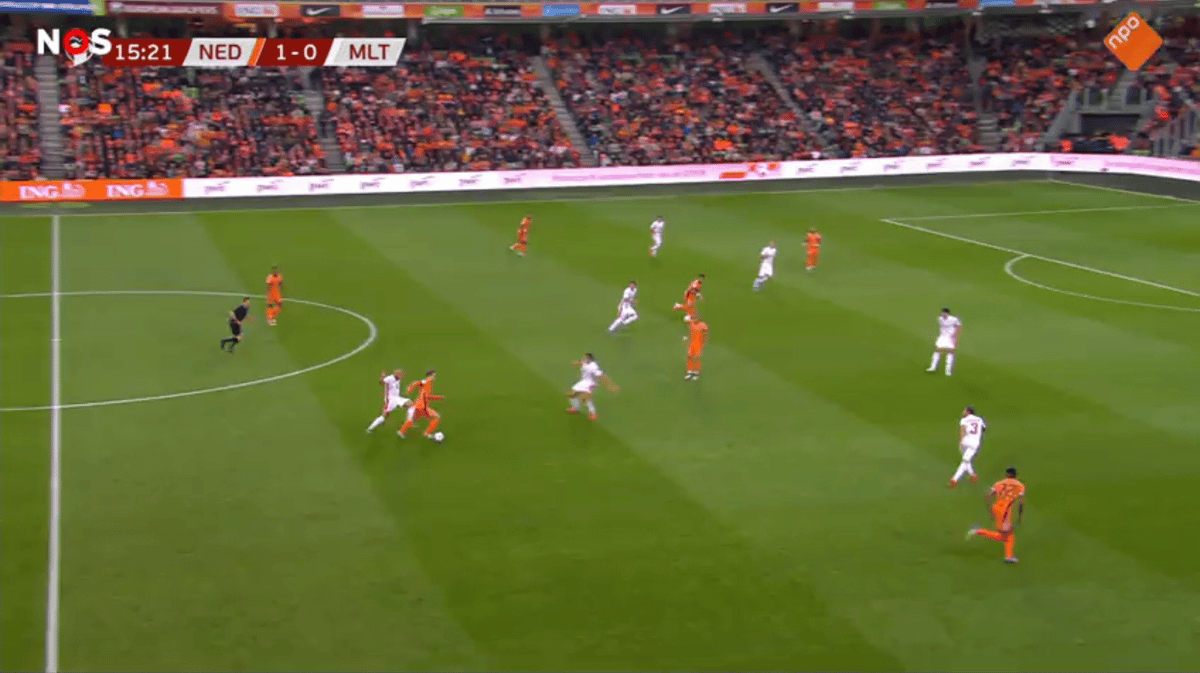Wedstrijdbeeld tijdens Nederland - Malta